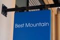 Best Mountain sign text shop clothing logo of retailer store brand for fashion girls Royalty Free Stock Photo