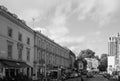 Montpellier Street in London, black and white