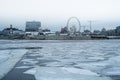 Montreal big wheel Old Port foggy scene Royalty Free Stock Photo