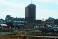 Montreal bird`s-eye view, high-rise buildings in the city Royalty Free Stock Photo