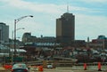 Montreal bird`s-eye view, high-rise buildings in the city Royalty Free Stock Photo