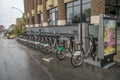 Montreal Bixi station under rain