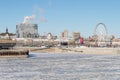 Montreal Skyline and Frozen St Lawrence river