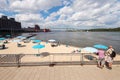 Clock Tower Beach in the Old Port of Montreal Royalty Free Stock Photo