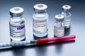 Vials of Astrazeneca, Pfizer BioNTech and Moderna Covid-19 vaccines Royalty Free Stock Photo