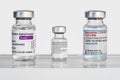 Vials of Astrazeneca, Pfizer BioNTech and Moderna Covid-19 vaccines Royalty Free Stock Photo