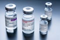 Vials of Astrazeneca, Pfizer BioNTech and Moderna Covid-19 vaccines Royalty Free Stock Photo