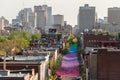 Montreal rainbow balls art installation