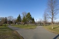 MONTREAL, CANADA - APRIL 28, 2020: During Covid19 lockdown, Pere Marquette Park on Boulevard Rosemont