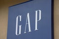 Montreal, Canada, - Aug 07, 2023: Gap brand retail shop logo signboard on the storefront