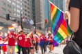 Gay rainbow flag at Montreal gay pride parade Royalty Free Stock Photo