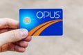 OPUS transit card close-up, public transportation pass Royalty Free Stock Photo