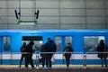 MONTREAL, CANADA - DECEMBER 29, 2016: People waiting for a Metro in Lionel Groulx station