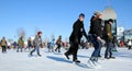 Old port ice ring artificial surface of ice,