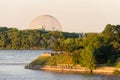 Parc de la Cit du Havre and Biosphere at sunset in summer