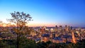 Montreal, CANADA - 21 May 2018. Montreal sunrise view from Belvedere with summer colorful leaves. Beautiful panorama of Montreal