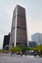 MONTREAL, CANADA - NOVEMBER 7, 2018: Tour de la Bourse skyscraper on the Quartier International District of Montreal, one of the