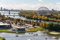 Biosphere & Saint-Lawrence River from Jacques-Cartier Bridge Royalty Free Stock Photo