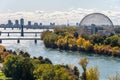 Biosphere & Saint-Lawrence River from Jacques-Cartier Bridge Royalty Free Stock Photo