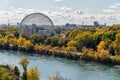 Biosphere & Saint-Lawrence River from Jacques-Cartier Bridge Royalty Free Stock Photo