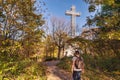 Montreal Mont-Royal Cross with fall foliage colours