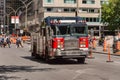 Firetruck driving fast in Montreal