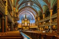 Montreal, Canada - September 5, 2022: Notre Dame Cathedral interior. Altar view.