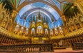 Montreal, Canada - September 5, 2022: Notre Dame Cathedral interior. Altar view.