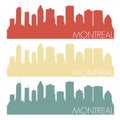 Montreal Canada Skyline Silhouette City Stamp. Vector Color Vintage Set logo Clipart Illustration. Royalty Free Stock Photo