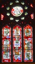 Stained glass window of Saint Joseph Oratory of Mount Royal  church altar Royalty Free Stock Photo