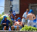 Unidentified people celebrating Quebec`s National Holiday