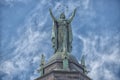 Montreal church copper statue Royalty Free Stock Photo