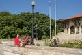 Montreal city scene piano player