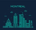 Montreal city skyline Quebec Canada vector linear