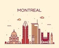 Montreal city skyline Quebec Canada vector linear