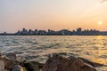 Montreal city skyline and Saint Lawrence River at sunset Royalty Free Stock Photo