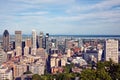 Montreal city skyline view from Mount Royal Royalty Free Stock Photo