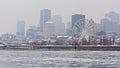 Montreal cityscape ona foggy winter day Royalty Free Stock Photo