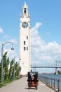 Montreal Clock Tower and Jacques Cartier Bridge, Canada Royalty Free Stock Photo