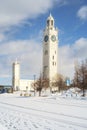 Montreal Clock Tower in the Old Port beside the St-Lawrence seaway Royalty Free Stock Photo