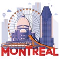 Montreal culture travel night set vector illustration