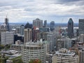 Montreal downtown skyscraper Skyline modern historic building Saint Lawrence river cloudy sky Mont Royal Park Quebec Canada