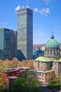 Montreal skyline and Mary Queen Cathedral, Canada