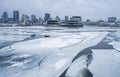 Montreal Old Port with ice water scene Royalty Free Stock Photo