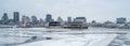 Montreal Old Port with ice water  snow scene Royalty Free Stock Photo