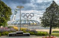Montreal Olympic Stadium and rings Royalty Free Stock Photo