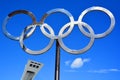 Montreal Olympic Stadium tower olympic rings cauldron. Royalty Free Stock Photo