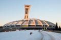 The Montreal Olympic Stadium and tower at sunset. Royalty Free Stock Photo