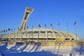 The Montreal Olympic Stadium and tower at sunset. Royalty Free Stock Photo