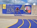 Montreal olympic 40th anniversary expo sign. Royalty Free Stock Photo
